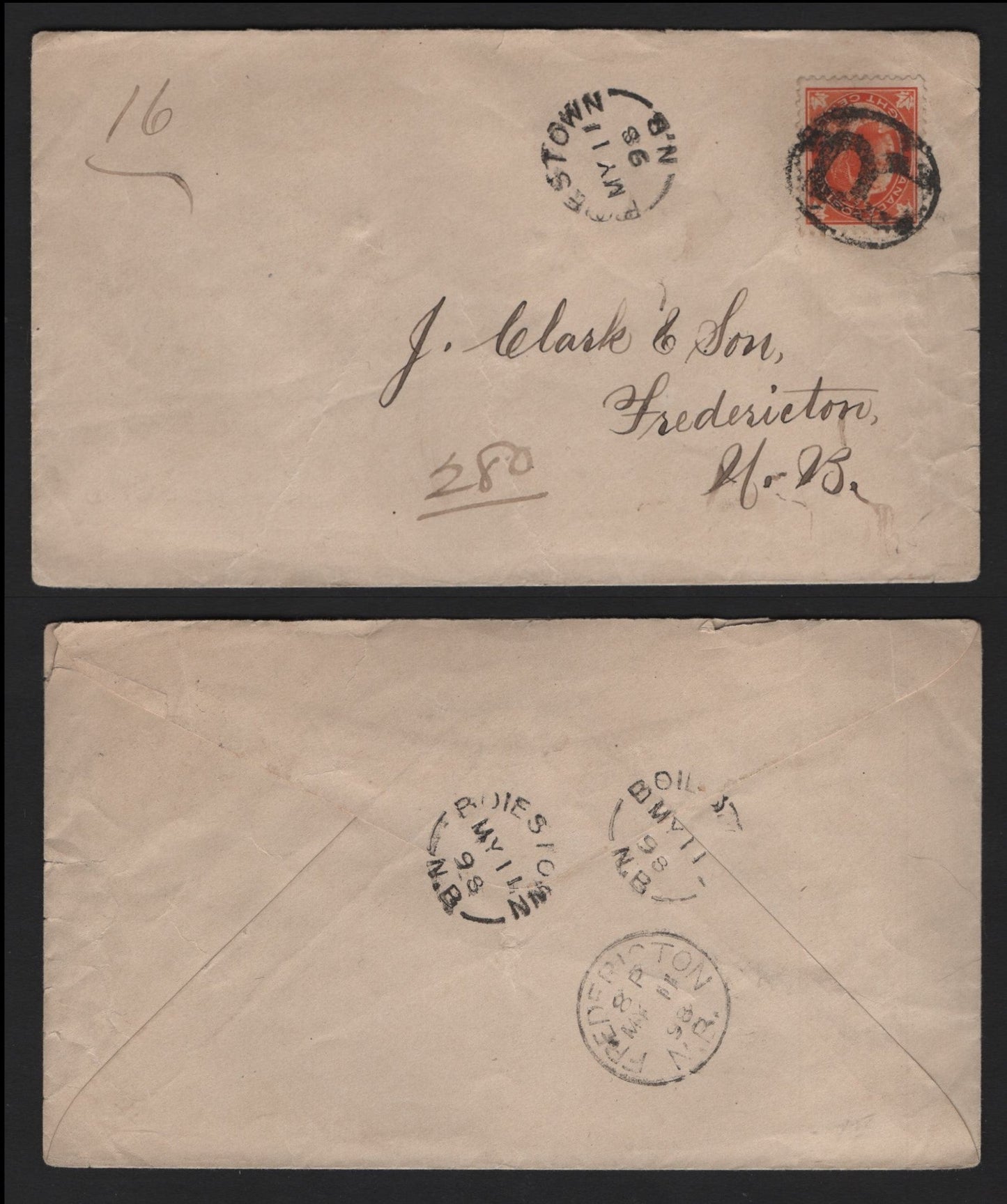 Lot 228 Canada #72 8c Orange Queen Victoria & King George V, 1897-1898 Maple Leaf Issue, A Fine Registered Domestic Cover Franked With Single, Tied By "R" & Boiestown, NB Split Ring Cancel, Fredericton Arrival Backstamp