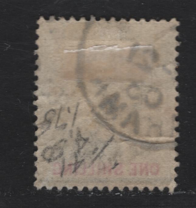Lot 32 Bahamas SG#67 1/- Gray Black & Carmine King Edward VII, 1902-1907 King Edward VII Keyplate Issue, A Fine Used Single, Crown CA Wmk, Small Internal Wrinkles