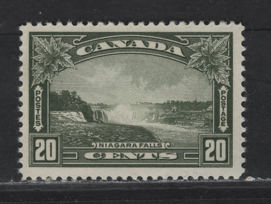 Lot 341 Canada (C) #225 20c Deep Bronze Green Niagara Falls, 1935 KGV Pictorial Issue, A FNH Single, Paper CBN-GG, Perf 11.9x12, Diagonal Gum Crease.