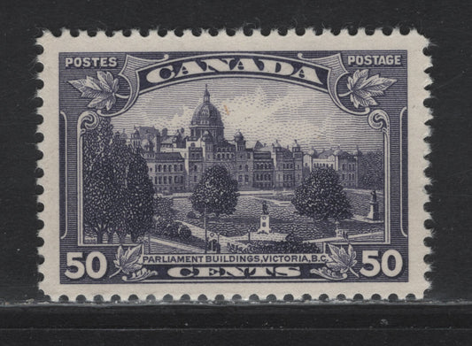 Lot 346 Canada (C) #226 50c Dull Slate Violet Parliament, 1935 KGV Pictorial Issue, A VFNH Single, Paper CBN-GG, Perf 12x12.1