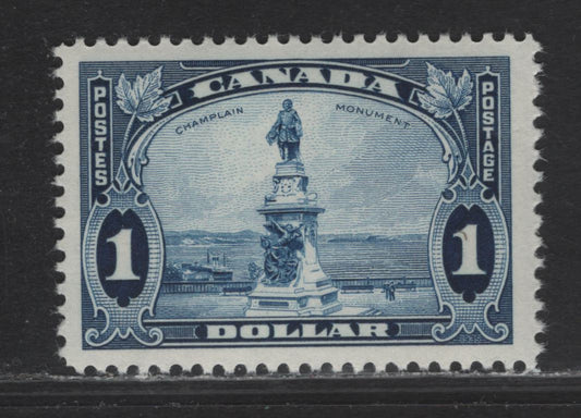 Lot 360 Canada (C) #227 $1 Dark Blue Champlain Statue, 1935 KGV Pictorial Issue, A VFNH Single, CBN-MMM Paper, Perf 11.9