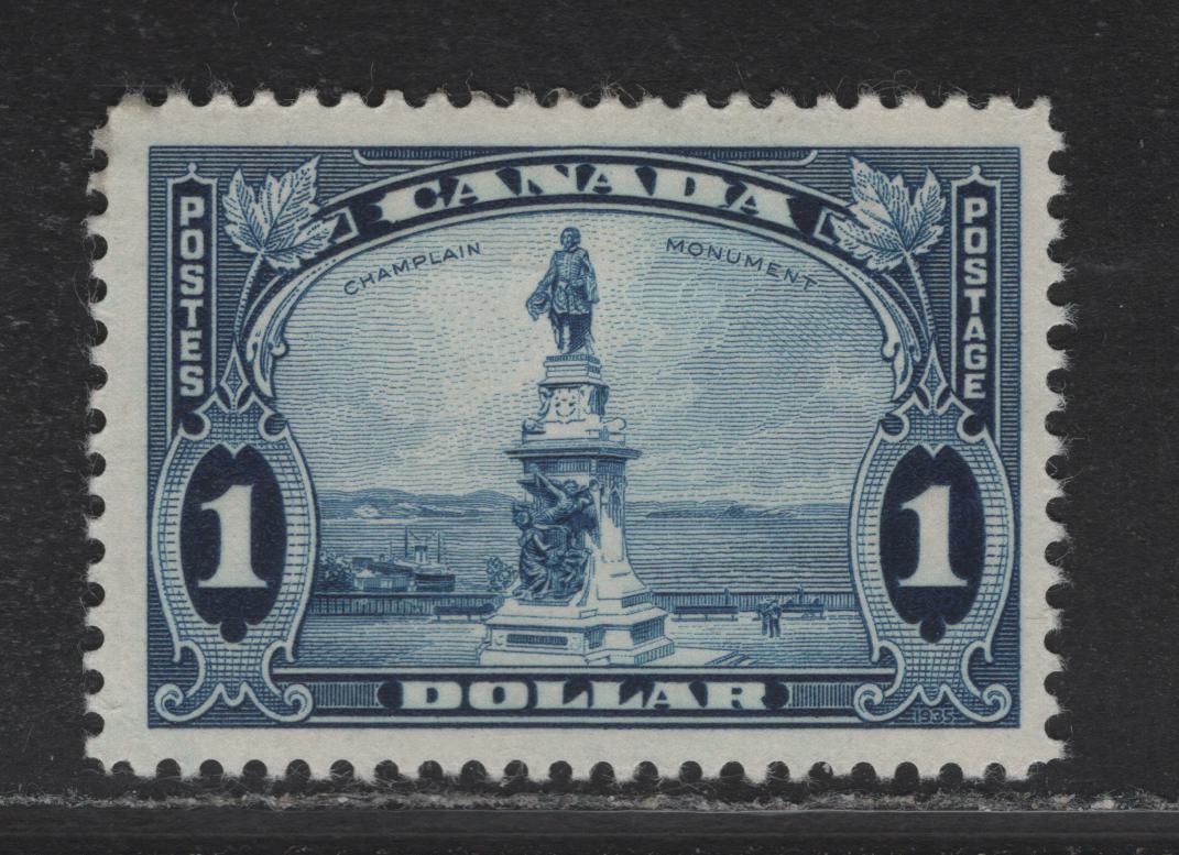 Lot 364 Canada #227 $1 Dark Blue Champlain Statue, 1935 KGV Pictorial Issue, A FOG Single, CBN-ZZZ Paper, Perf 12