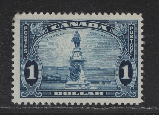 Lot 364 Canada #227 $1 Dark Blue Champlain Statue, 1935 KGV Pictorial Issue, A FOG Single, CBN-ZZZ Paper, Perf 12