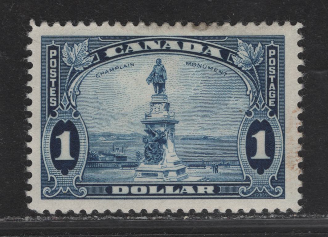 Lot 366 Canada (C) #227 $1 Deep Blue Champlain Statue, 1935 KGV Pictorial Issue, A FOG Single, CBN-RRR Paper, Perf 12x11.9, Small Bit Of Discoloration In The Right Margin & Upper Margin Above 'D' Of Canada.
