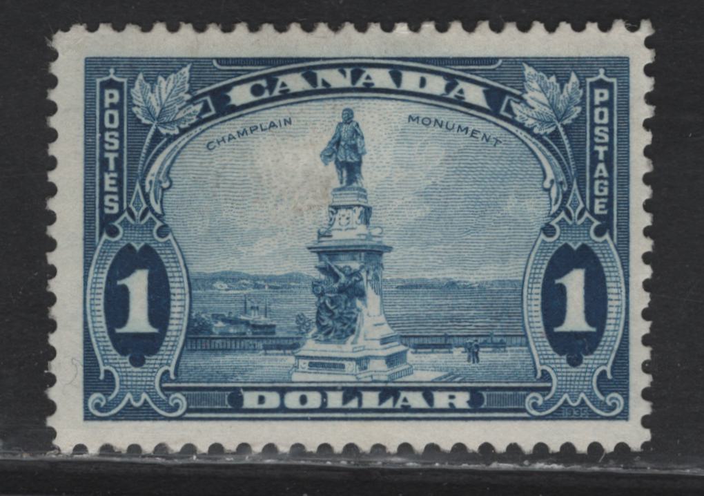 Lot 370 Canada #227i $1 Light Blue Champlain Statue, 1935 KGV Pictorial Issue, A FRG Single, CBN-QQQ Paper, Perf 12, Regummed or Redistributed Gum.