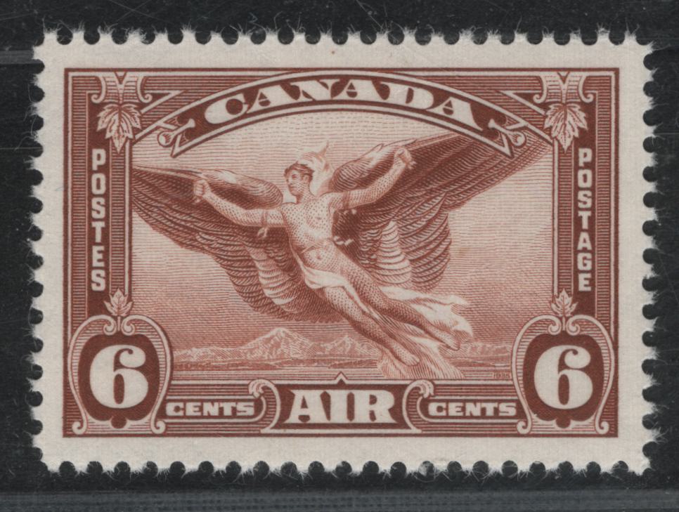 Canada #C5 6c Red Brown Daedalus In Flight, 1935 Airmail Issue, A VFNH Single, CBN-RRR Paper, Perf 12x11.95