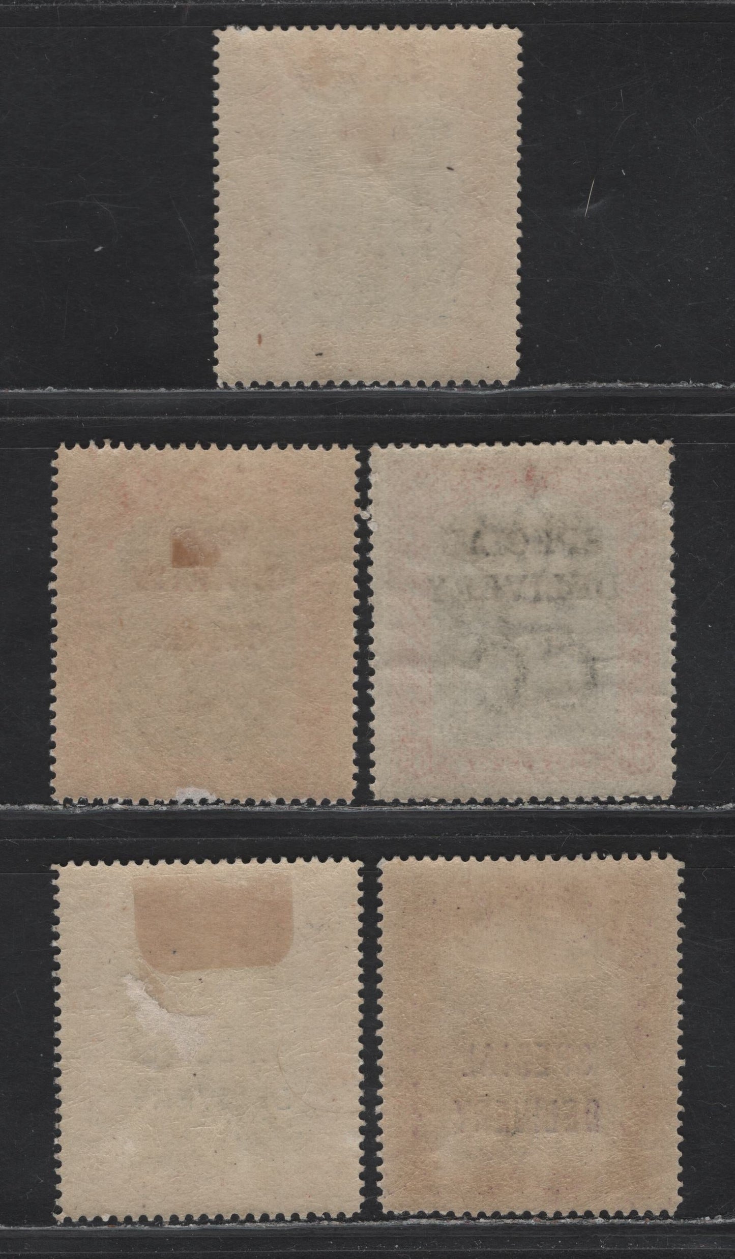 Lot 39 Bahamas SG#90, 101, 51-53 1d - 5d Gray Black & Deep Carmine Red -Black & Mauve Queens Staircase, 1916-1917 Charity & Special Delivery Overprinted Issue, 5 F/VFOG Singles