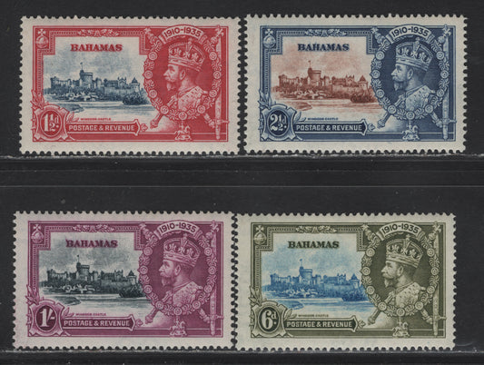 Lot 59 Bahamas SG#141-144 1.5d - 1/- Blue & Carmine - Slate & Purple King George V & Windsor Castle - King George V, 1935 Silver Jubilee Issue, 4 VFOG Singles