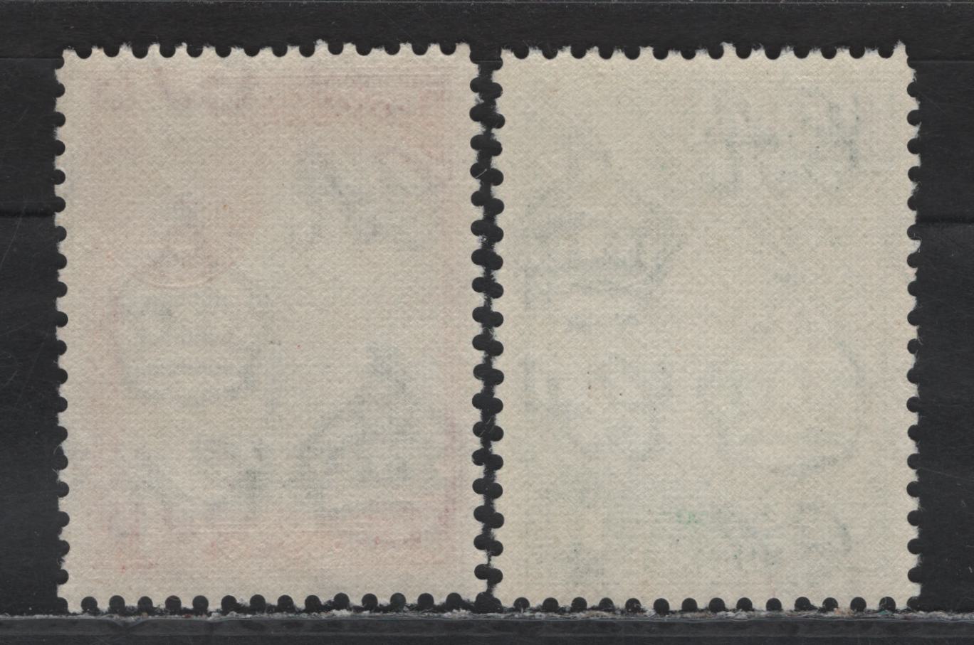 Lot 101 Bermuda SG#110, 115a 1d - 1/- Black & Red - Green Ships In Harbor - Grape Bay, 1938-1950 KGVI Pictorial Issue, 2 VFNH Singles, Comb Perf Printings From 1950-51