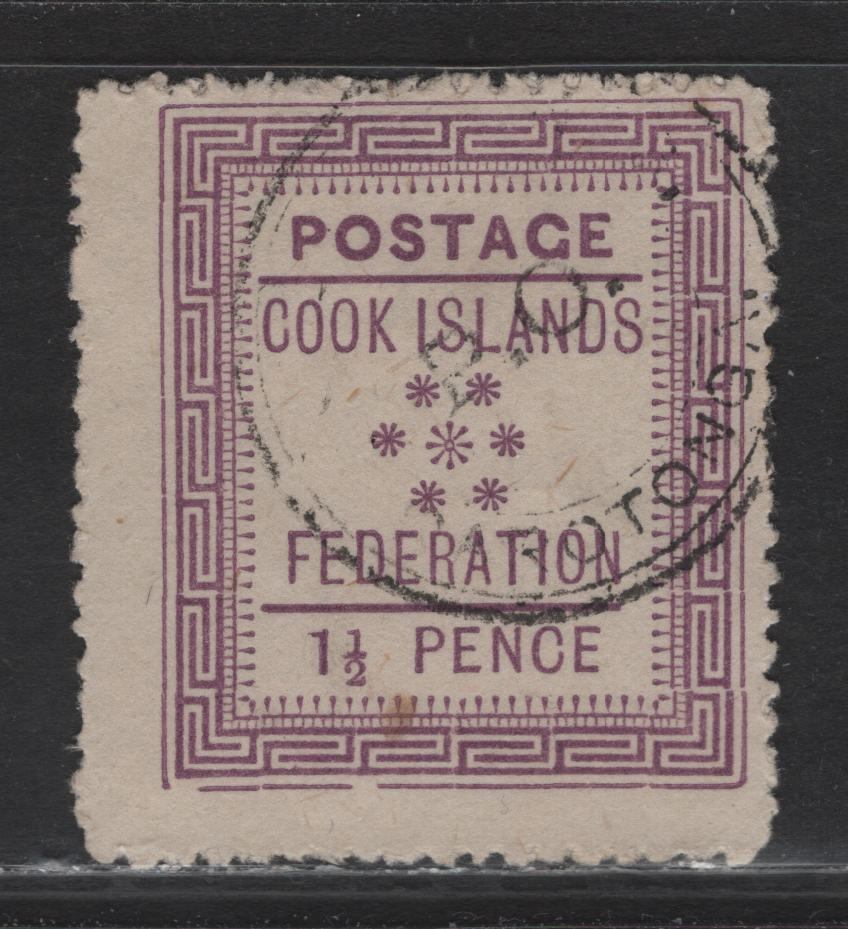Lot 124 Cook Islands (C) SG#2 1.5d Mauve Stars, 1892 Stars Issue, A Fine Used Single