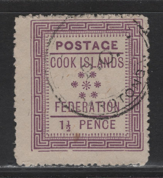 Lot 124 Cook Islands (C) SG#2 1.5d Mauve Stars, 1892 Stars Issue, A Fine Used Single
