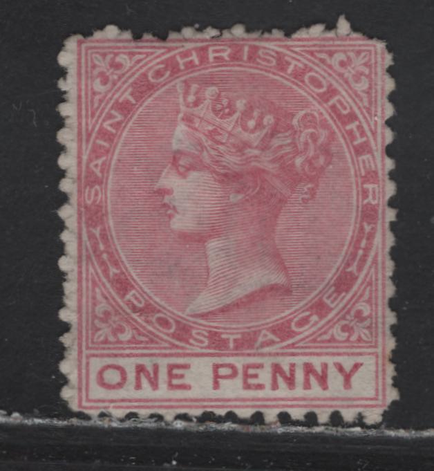 Lot 161 St Christopher (C) SG#1a 1d Dull Rose Queen Victoria, 1870-1882 Queen Victoria Issue, A Fine Unused Single, Sideways Crown CC Wmk