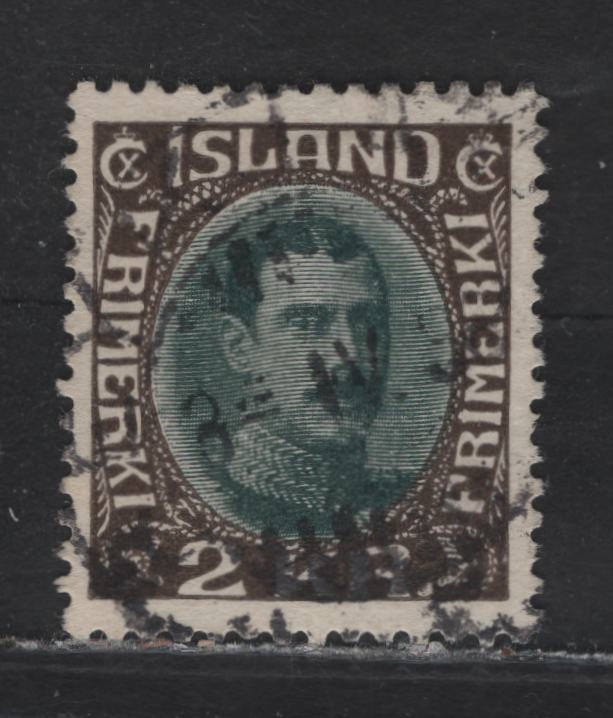 Lot 169 Iceland (C) SC#186 2k Chocolate & Dark Green King Christian X, 1931-1933 King Christian X Redrawn Issue, A Very Fine Used Single