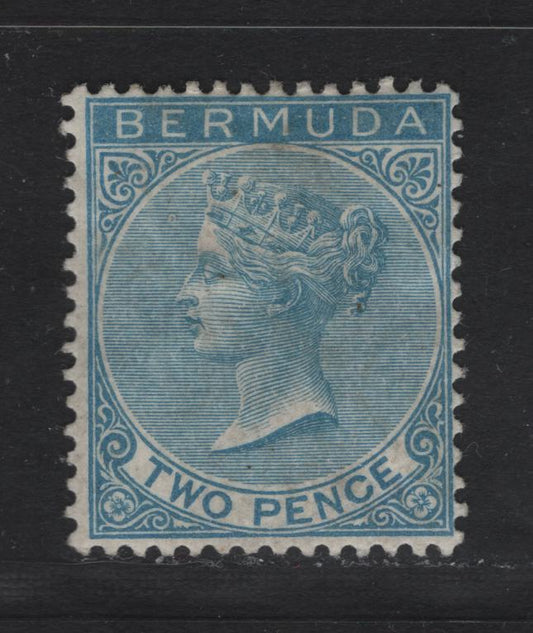 Lot 17 Bermuda SG#25 2d Blue, 1883-1904 Queen Victoria Keyplates Issue, Wmk Crown CA, A FOG Single