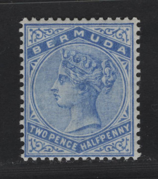 Lot 19 Bermuda SG#27 2 1/2d Deep Ultramarine, 1883-1904 Queen Victoria Keyplates Issue, Wmk Crown CA, A Fine LH Single