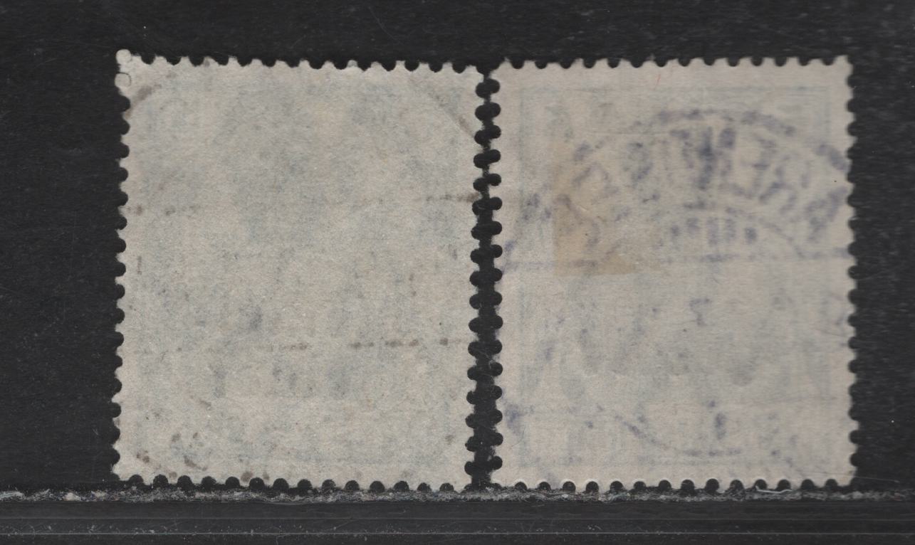 Lot 211 Memel Michel#1b (SC# 1) 5pf Blackish Green & Green Germania, 1920 Overprinted Germania Issue, 2 Fine/Very Fine Used Singles, SON September 29 1920 Bismark & September 8 1923 Arendsfe CDS Cancels