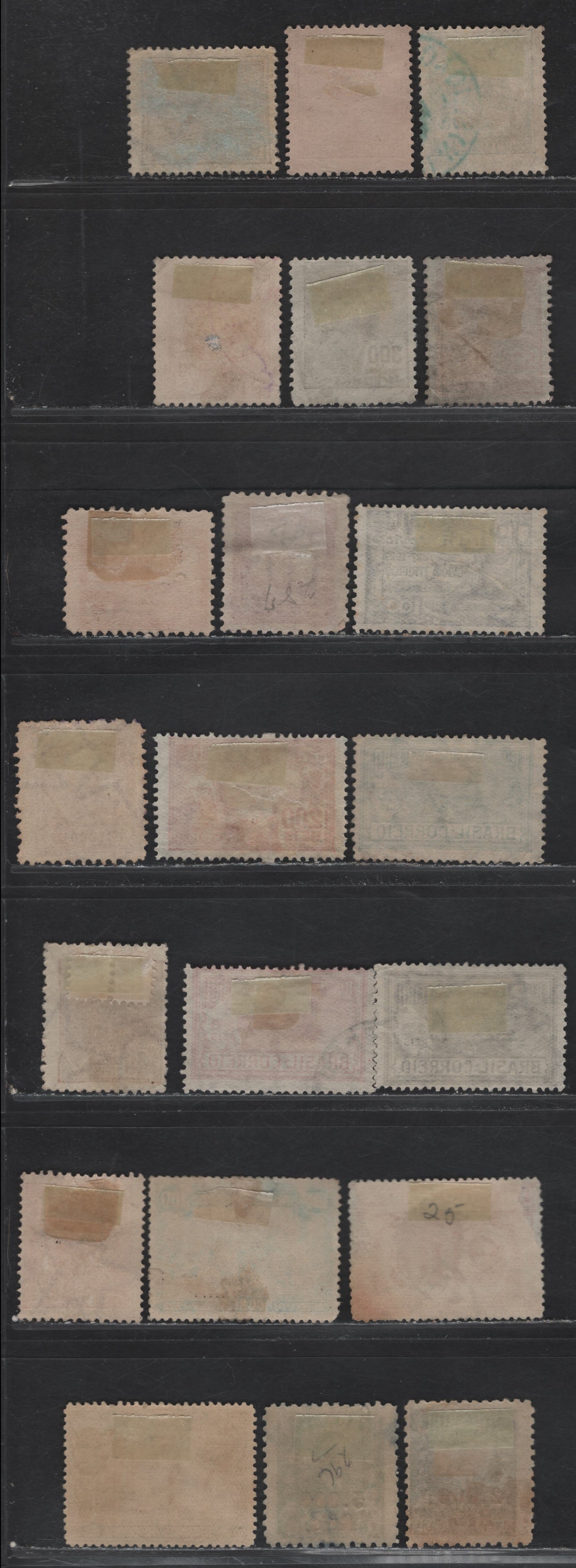 Lot 264 Brazil SC#219-221, 223, 225, 230-231, 260-262, 287, 247, 258, 288-292, 295-296 20r - 5000r on 50r Olive Green - Green , 1920-1928 Allegorical Definitives - Surcharges, 21 Fine/Very Fine Used Singles
