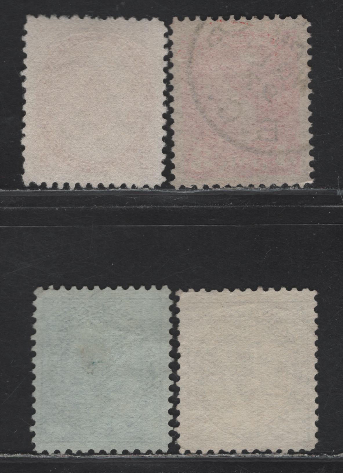 Lot 282 Canada (C) #41, 67, 70, 77 3c - 5c Vermillion - Blue on Bluish Paper Queen Victoria, 1870-1902 Small Queen, Maple Leaf & Numeral Issues, 4 Very Fine Used Singles, VF Examples With SON Cancels & Unchecked As To Paper Types