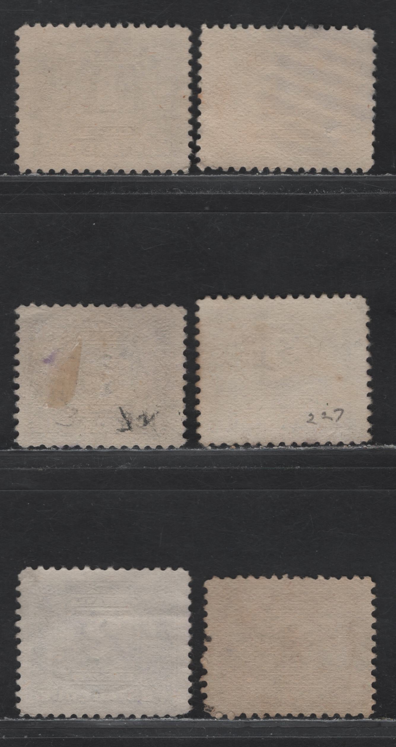 Lot 296 Canada #J1, J1c, J2, J3e, J4 1c - 5c Blackish Lilac - Pale Reddish Lilac Numeral, 1906-1928 Postage Dues,  Very Fine Used Singles, Wet & Dry Printings, Different Shades From Lot 297