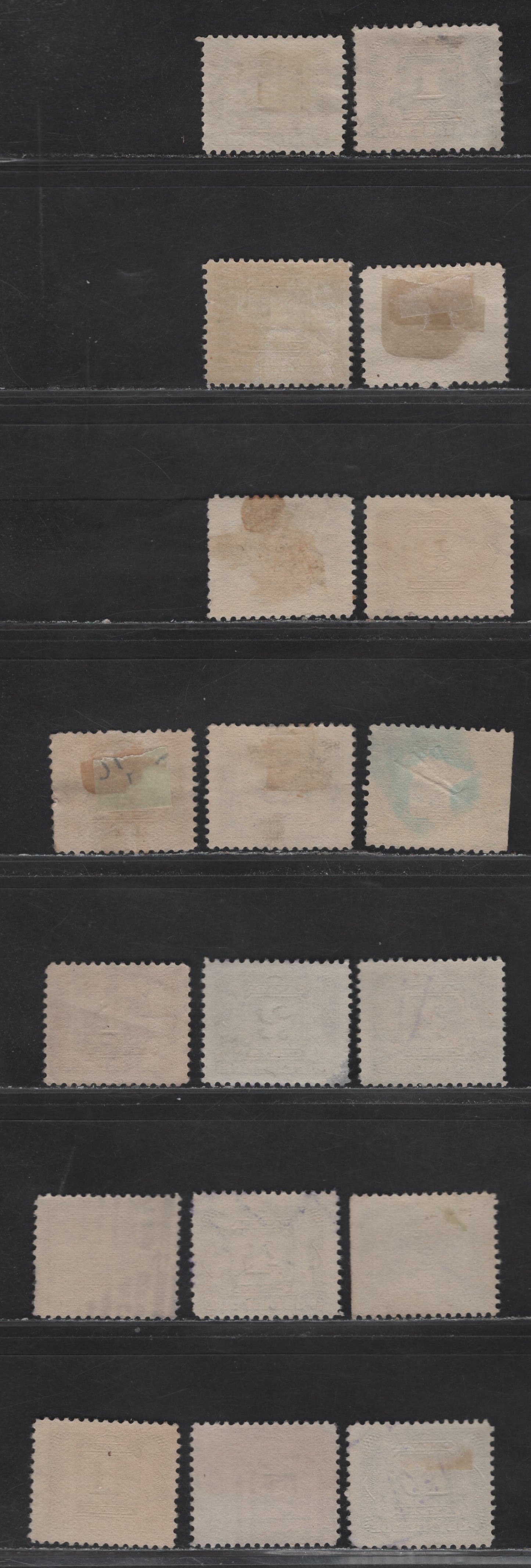 Lot 299 Canada #J1, J2c, J2, J1c, J3-J5 1c - 10c Dark Rose Lilac - Deep Rose Lilac Numeral, 1906-1928 Postage Dues,  Fine Used Singles, Wet & Dry Printings