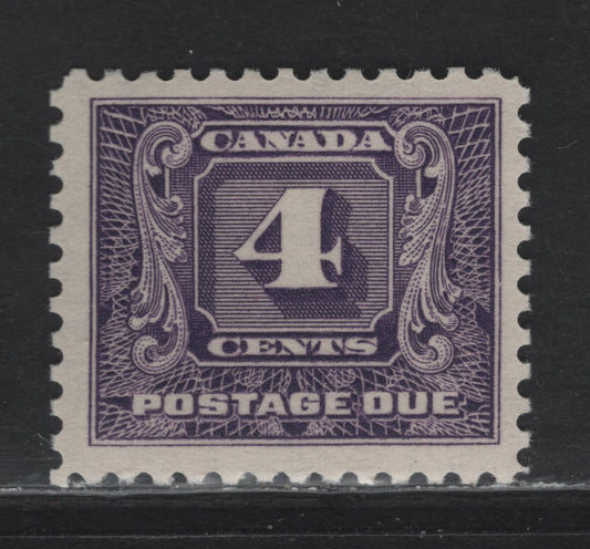 Lot 302 Canada (C) #J8 4c Violet Numeral, 1930-1932 2nd Postage Dues, A VFNH Single, Paper BABN-EEE, Perf 10.9, Design Size 21.75x18.3mm.