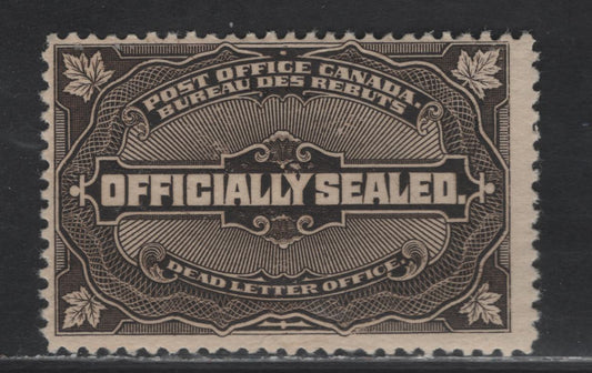 Lot 317 Canada (C) #OX4  Brown Black Officially Sealed, 1913 Officially Sealed Issue, A VFOG Single