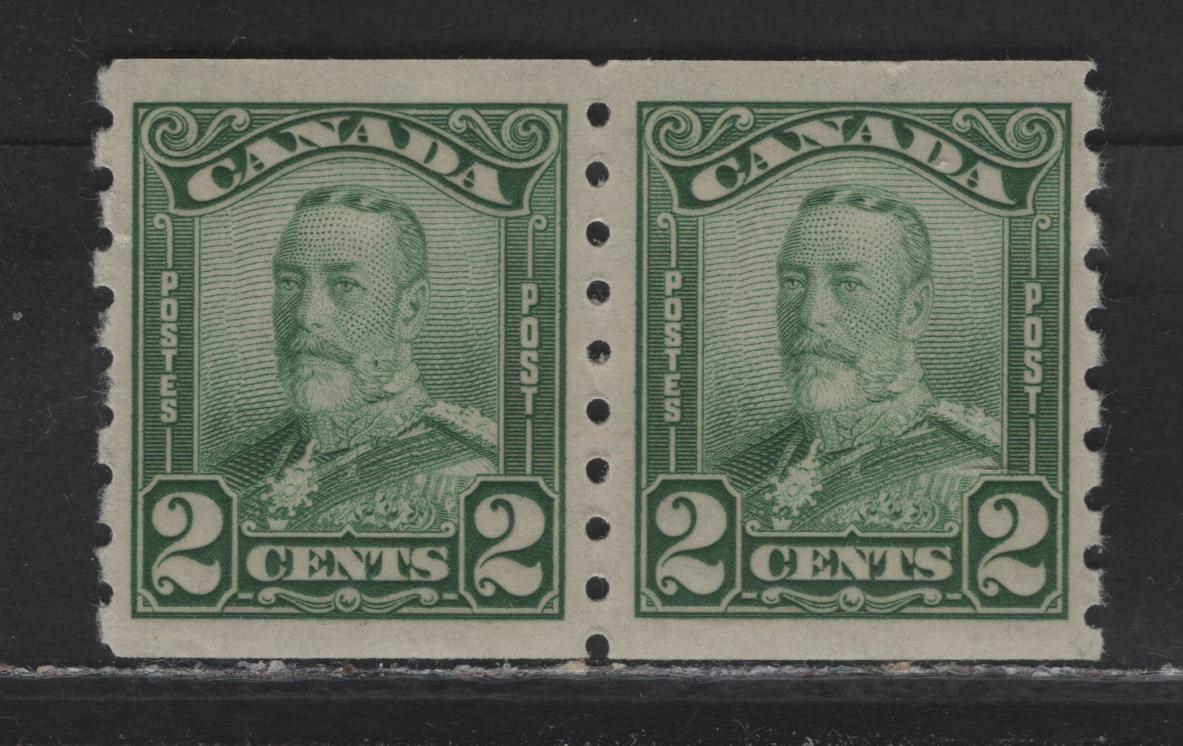 Lot 320 Canada (C) #161 2c Green King George V, 1929 Scroll Issue, A VFNH Coil Pair, ABN-OOOO Paper
