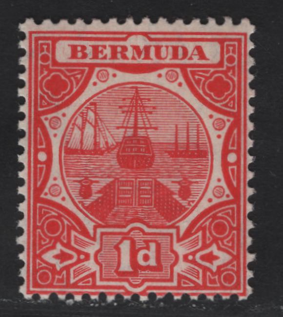 Lot 34 Bermuda SG#38 1d Red, 1906-1910 Dry Dock Definitives Issue, Wmk Multiple Crown CA, A FNH Single