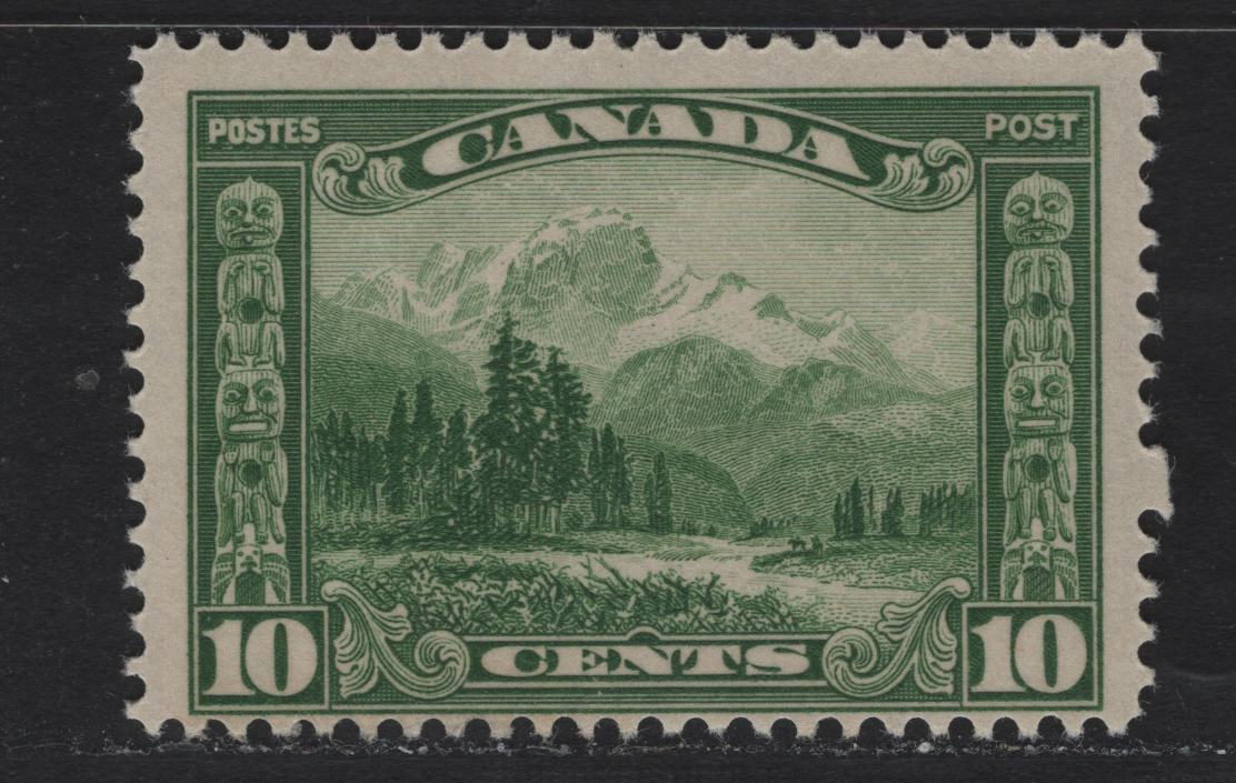 Lot 342 Canada #155 10c Deep Yellowish Green Mount Hurd, 1928-1929 Scroll Issue, A FNH Single, ABN-M Paper