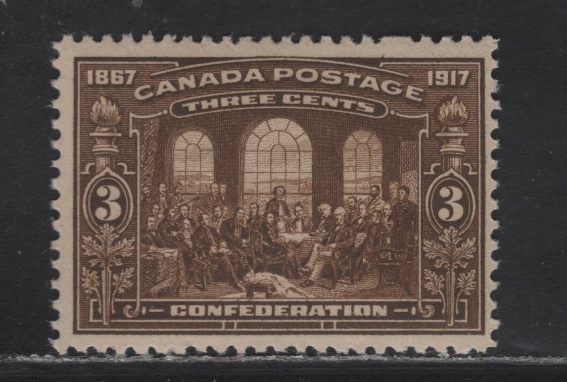 Lot 345 Canada #135 3c Brown Fathers of Confederation, 1917 Confederation Issue, A FNH Single, ABN-E Paper