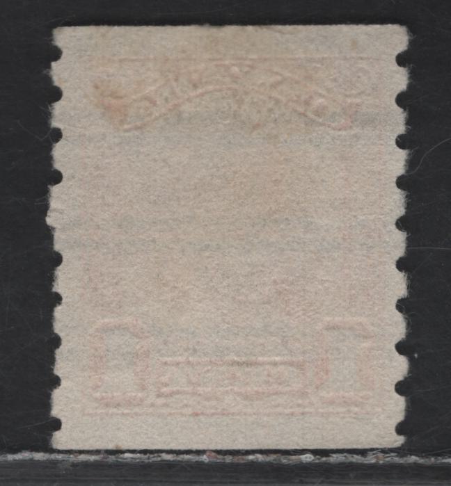 Lot 347 Canada #160xx 1c Orange King George V, 1929 Scroll Coil Issue, A Very Fine Precancelled Coil Single, Style V precancel, ABN-ZZZ Paper