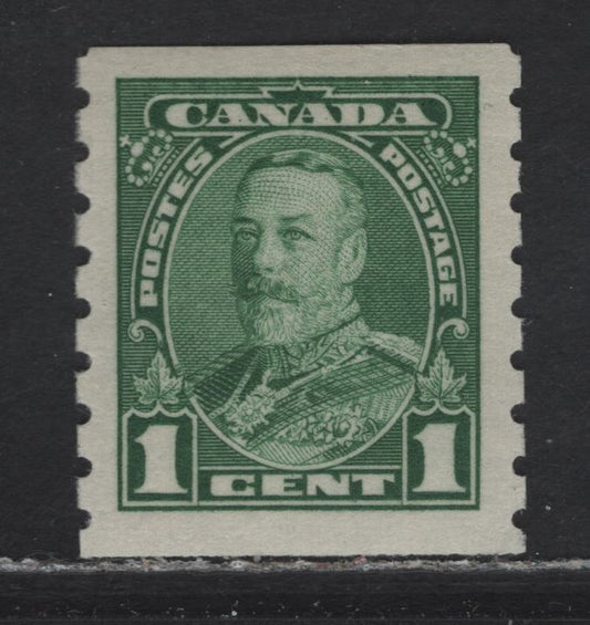 Lot 360 Canada (C) #228 1c Green King George V, 1935 KGV Pictorial Coil Issue, A VFNH Coil Single, CBN-G Paper