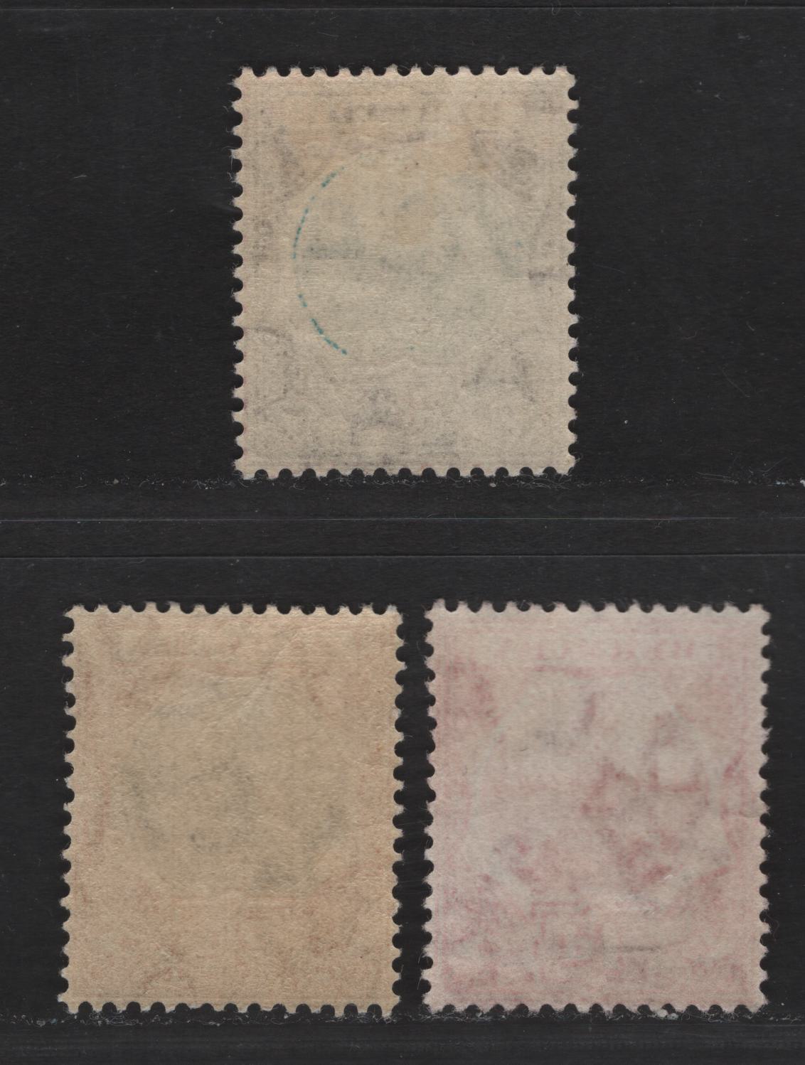Lot 36 Bermuda SG#37, 39, 42 1d - 4d Red - Blue &Chocolate Dry Docks, 1906-1910 Dry Docks Definitive Issue, 3 VFOG & Unused Singles, Multiple Crown CA Wmk, 1d Has No Gum