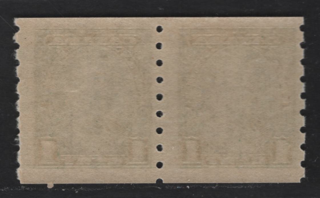 Lot 365 Canada #228 1c Green King George V, 1935-1937 Dated Die Issue Airmail, A Fine NH Coil Pair On Paper CBN-BBBB