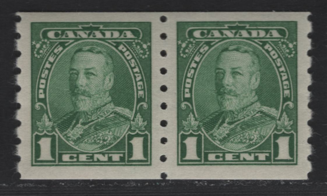 Lot 370 Canada #228 1c Green King George V, 1935-1937 Dated Die Issue Airmail, A Fine NH Coil Pair On Paper CBN-G