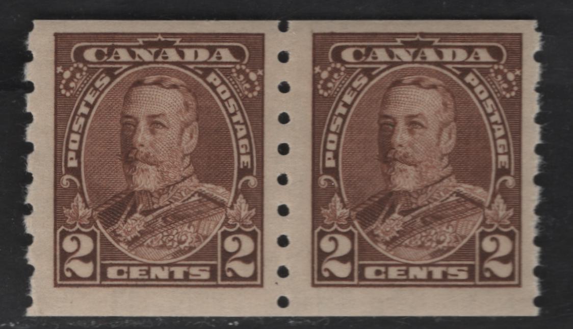 Lot 379 Canada #229 2c Brown King George V, 1935-1937 Dated Die Issue Airmail, A Fine OG Coil Pair On Paper CBN-WW