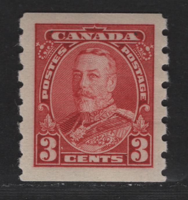 Lot 383 Canada #230 3c Carmine King George V, 1935-1937 Dated Die Issue Airmail, A VFNH Coil Single On Paper CBN-AAAA