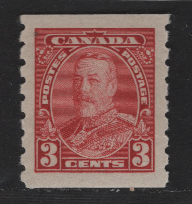 Lot 384 Canada #230 3c Carmine King George V, 1935-1937 Dated Die Issue Airmail, A VFNH Coil Single On Paper CBN-FFFF
