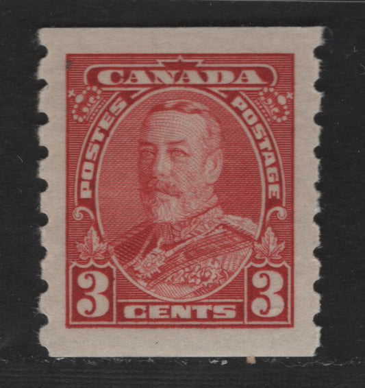Lot 384 Canada #230 3c Carmine King George V, 1935-1937 Dated Die Issue Airmail, A VFNH Coil Single On Paper CBN-FFFF