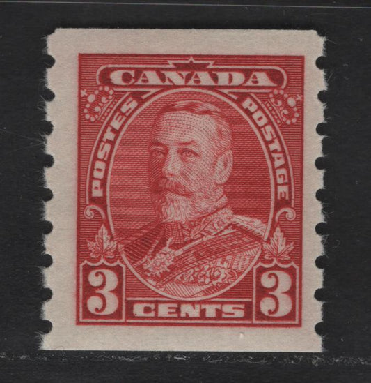 Lot 386 Canada #230 3c Carmine King George V, 1935-1937 Dated Die Issue Airmail, A VFOG Coil Single On Paper CBN-G
