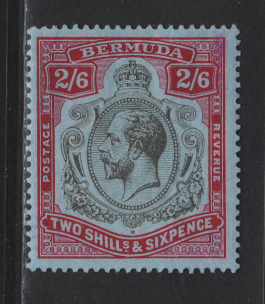 Lot 47 Bermuda SG#52 2/6 Black & Red on Blue King George V, 1918-1922 KGV Issue, A FOG Single