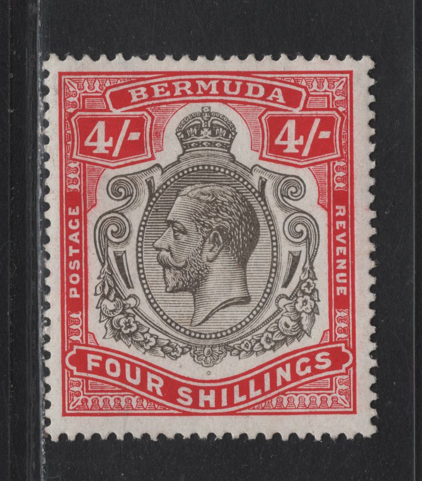 Lot 48 Bermuda SG#52b 4/- Gray & Carmine King George V, 1918-1922 KGV Issue, A FOG Single