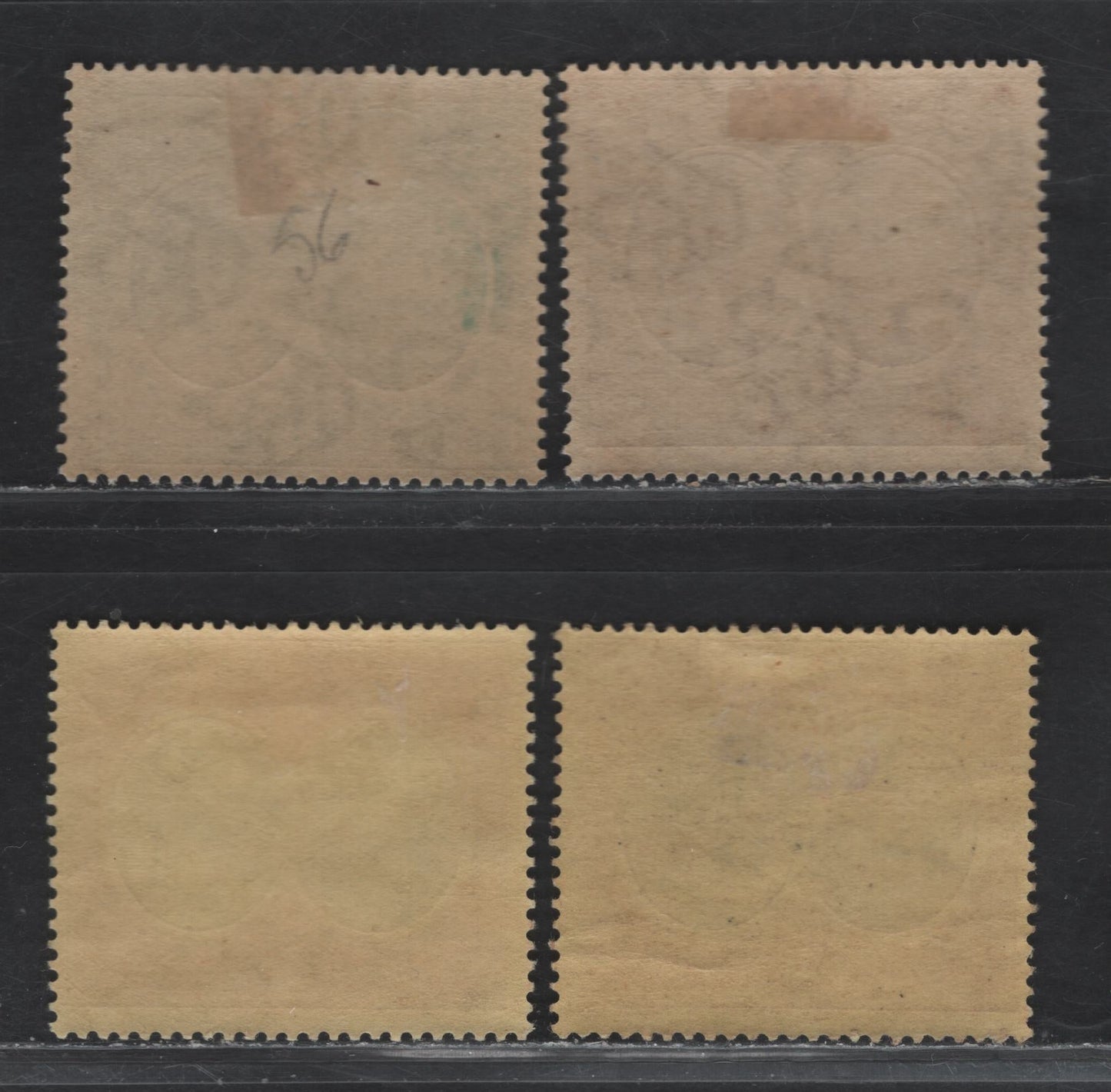 Lot 55 Bermuda SG#59-60, 62-63 1/4d - 4d Brown - Gray & Red King George V & Caravel, 1920-1921 Tercentenary of Representative Institutions Issue, 4 FOG Singles