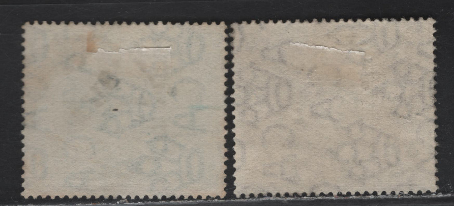 Lot 61 Bermuda SG#59-60 1/4d - 1/2d Brown - Green Representative Institutions, 1920-1921 Tercentenary of Representative Institutions Issue, 2 Fine Used Singles, Contemporaty St. Georges CDS Cancels, Scarcer Used Than Mint