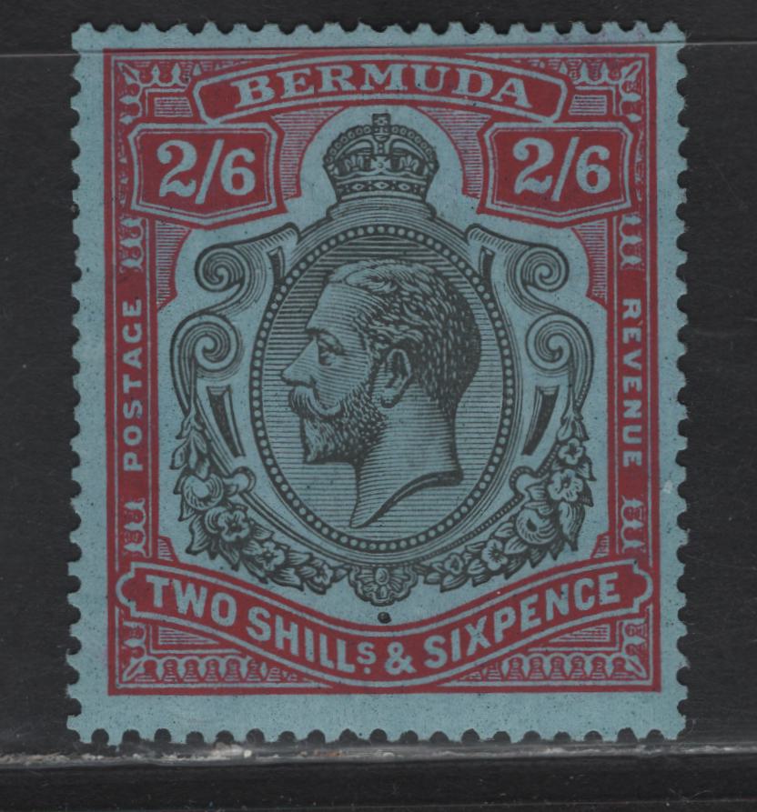 Lot 81 Bermuda SG#89g 2/6 Black & Red on Blue King George V, 1924-1932 Caravel Definitive Issue, A FNH Single, High Value, 1929 Printing