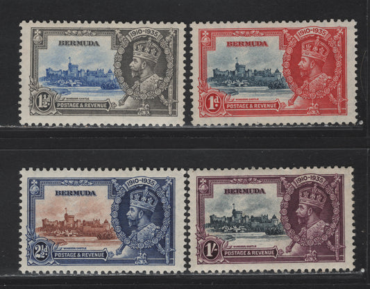 Lot 85 Bermuda SG#94-97 1d - 1/- Deep Blue & Scarlet - Slate & Purple King George V & Windsor Castle, 1935 Silver Jubilee Issue, 4 VFOG Singles