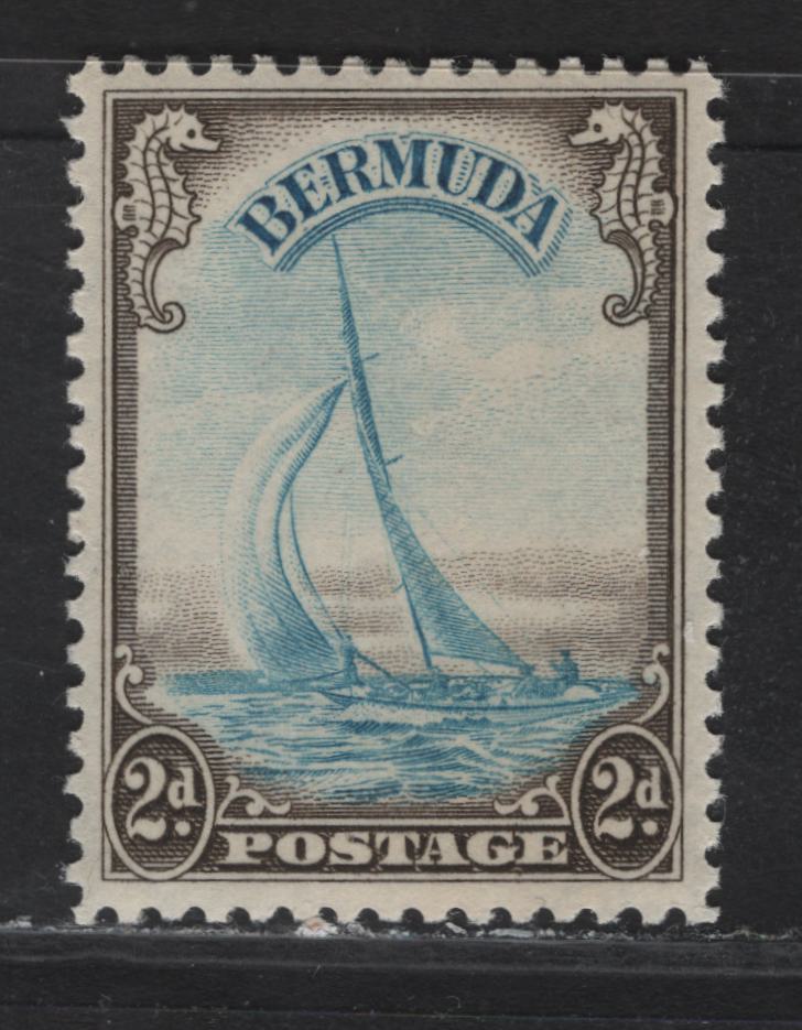 Lot 96 Bermuda SG#112 2d Greenish Blue & Sepia King George VI, 1940 KGVI Pictorial Issue, A VFNH Single, 1940 Printing, Line Perf