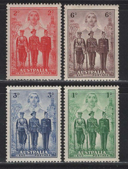 Lot 172 Australia (C) SG#196-199 1d - 6d Green - Purple Brown , 1940 Australian Imperial Forces Issue, 4 VFNH Singles