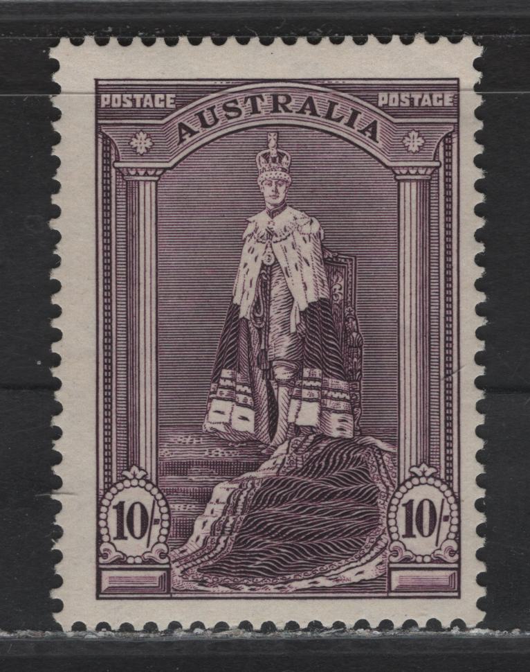 Lot 192 Australia SG#177 10/- Dull Purple , 1937-1949 Zoological Issue, A FOG Single, Chalky Paper
