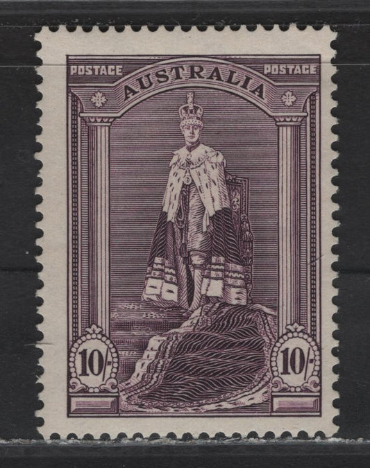 Lot 192 Australia SG#177 10/- Dull Purple , 1937-1949 Zoological Issue, A FOG Single, Chalky Paper